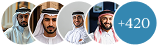 Five circular user avatars (men in traditional dress) with a blue +420 badge indicating 420 more members are present.